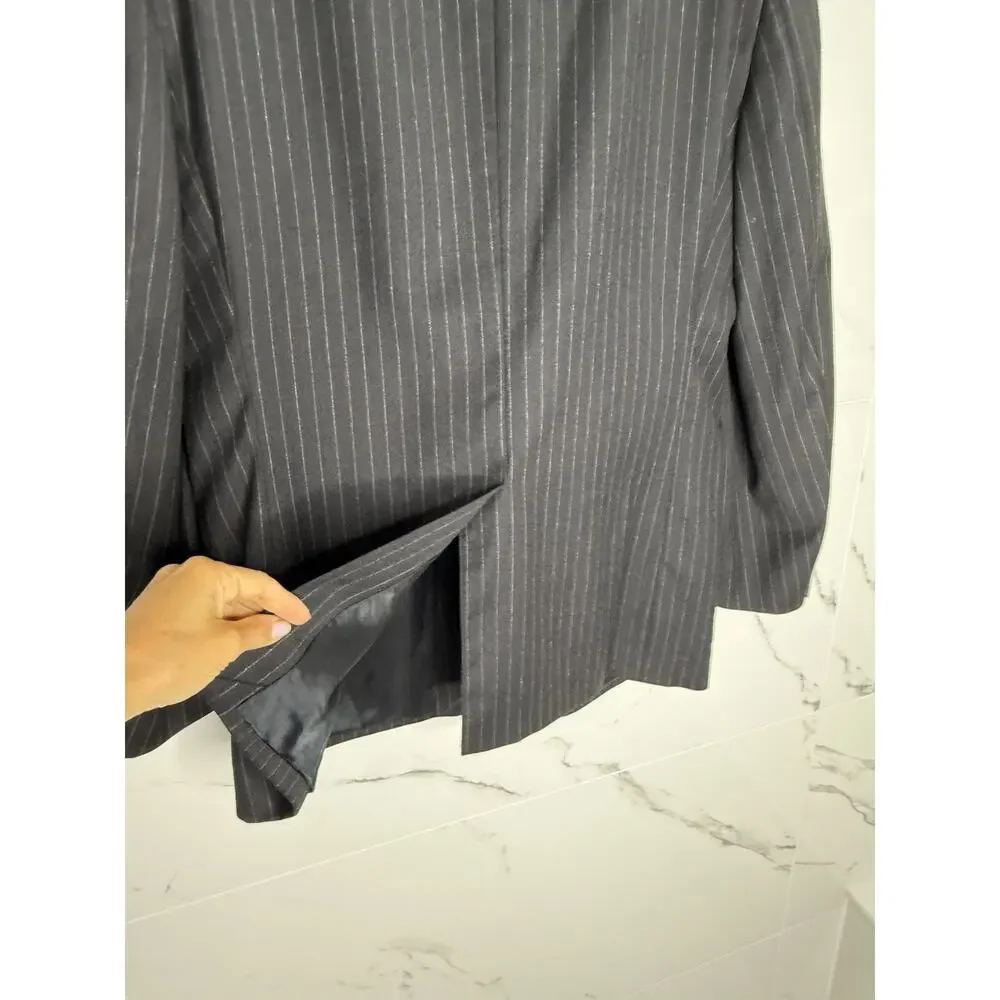 Brooks Brothers Blazer Mens 44R Gray Pinstripe Wool Cashmere Sport Coat 2 Button